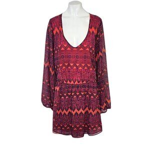 Show Me Your MuMu Geometric Shapes Lined Dress Size Small V-Neck Lightweight